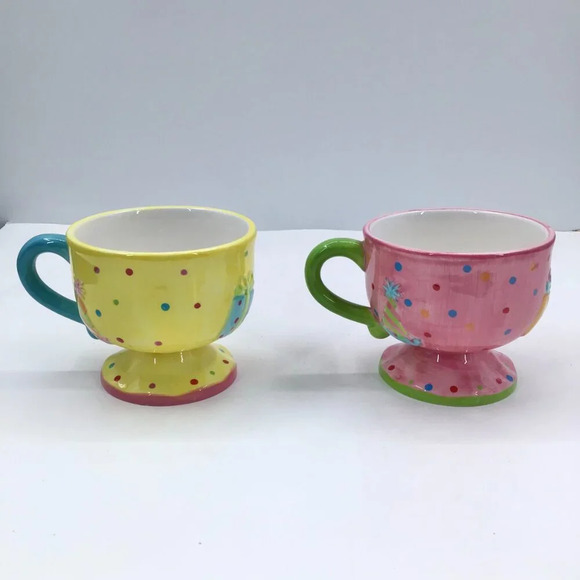 2 Fun Cupcake Collection by Joy Pedestal Mugs Pastel Cups Birthday Party Gifts - Picture 5 of 11